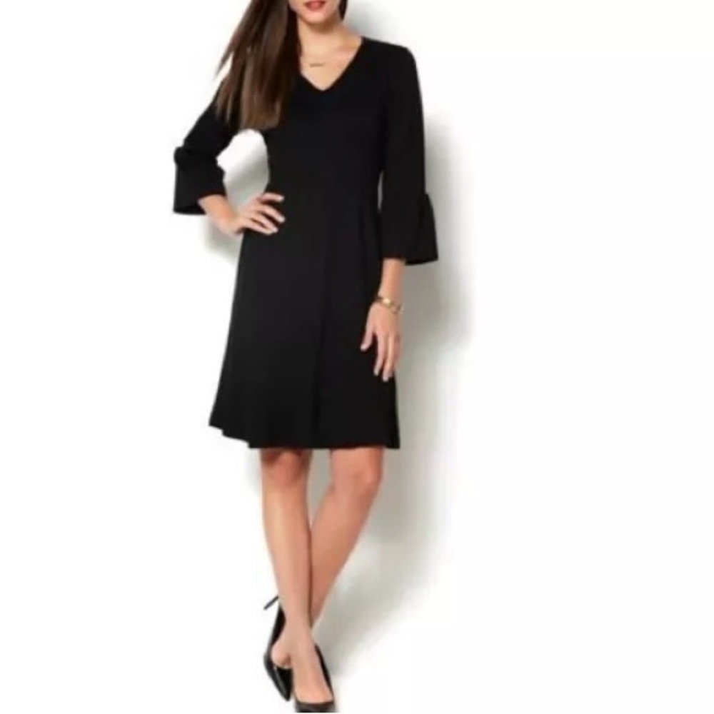 Iman Runway Chic Ponte Bell Sleeve LBD Dress